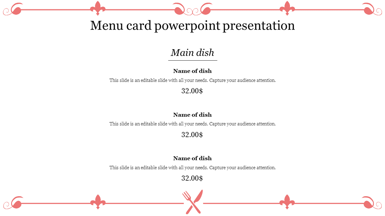 Menu Card PowerPoint Presentation and Google Slides